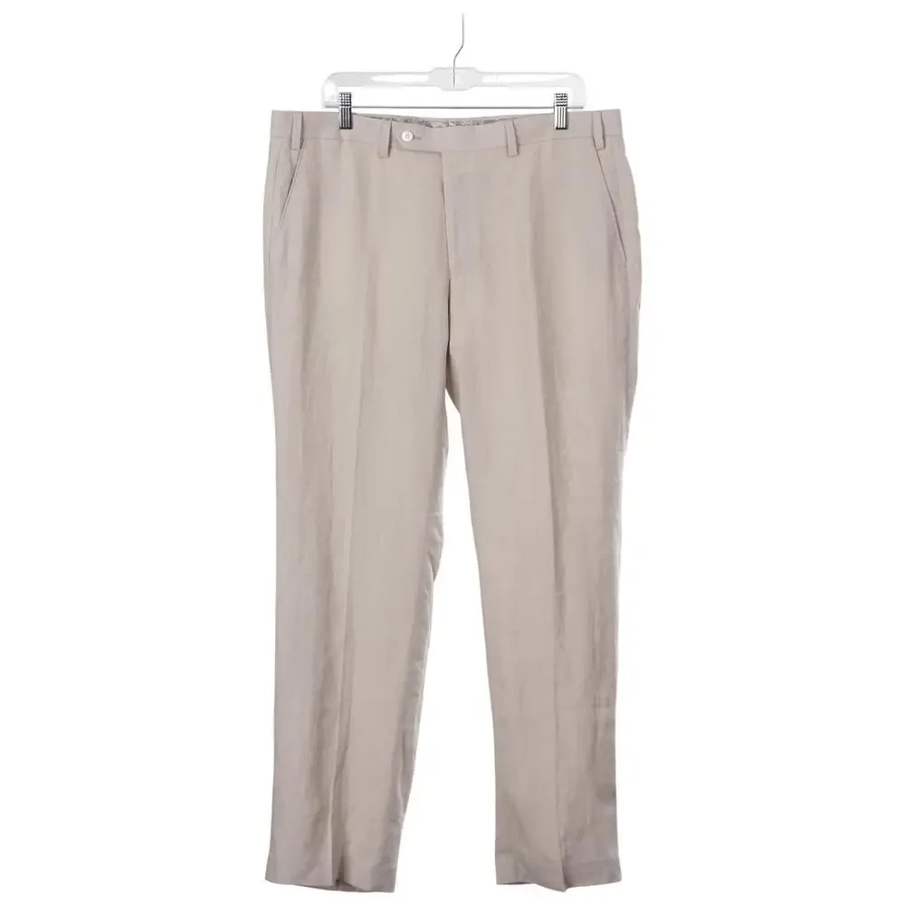 NWOT LAUREN RALPH LAUREN Pants Men 36x30 Beige Linen Pockets Dress Casual